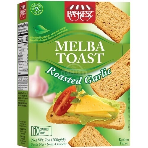 Paskesz Roasted Garlic Melba Toast, 7 Oz