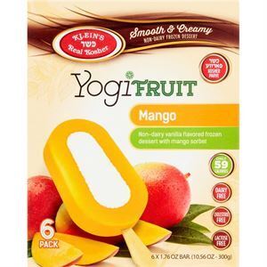 Klein's Real Kosher Yogi Fruit Mango Vanilla Sorbet, 6 Pack, 10.56 Oz