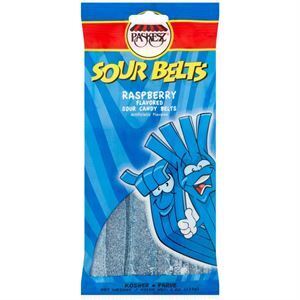 Paskesz Sour Belts Raspberry, 4 Oz